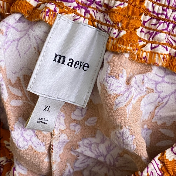 Anthropologie The Saria Smocked Wide-Leg Pants by Maeve new XL nwt orange - Picture 4 of 5